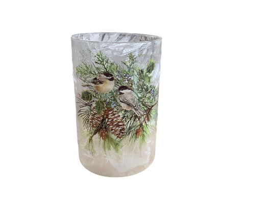 RZ4537 Candle Holder with Chickadees