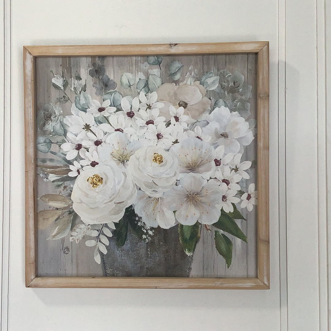 Wall Hanging - Floral/Wood Frame (CMC899)