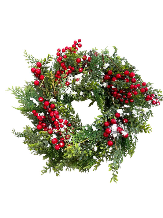 VL4348- Wreath / Cedar / Red Berries