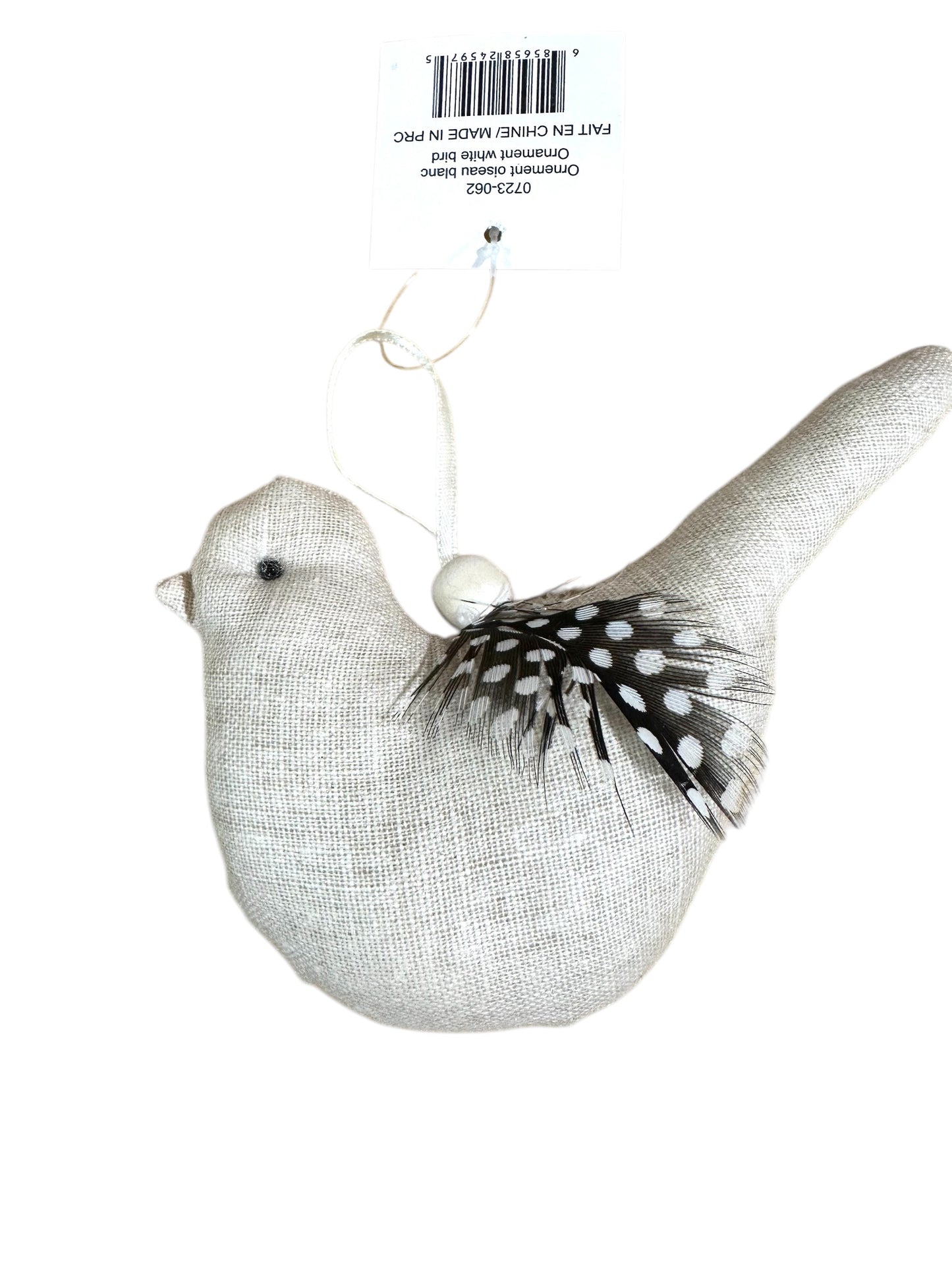 NOS5975- Ornament White Bird w/ feather