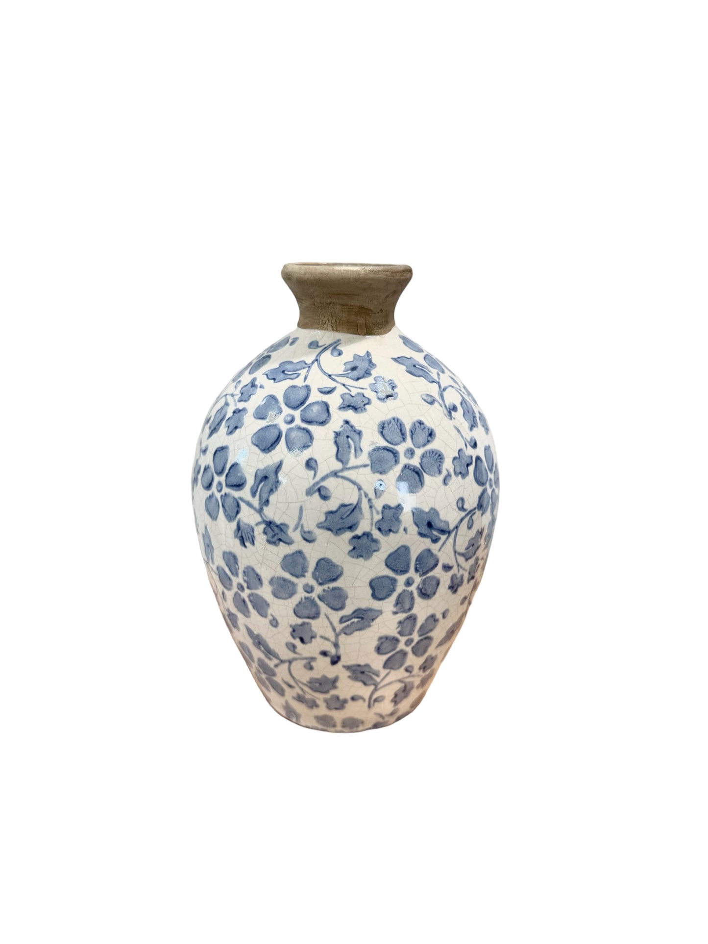 RAZ6622 -Blue / white floral vintage vase.